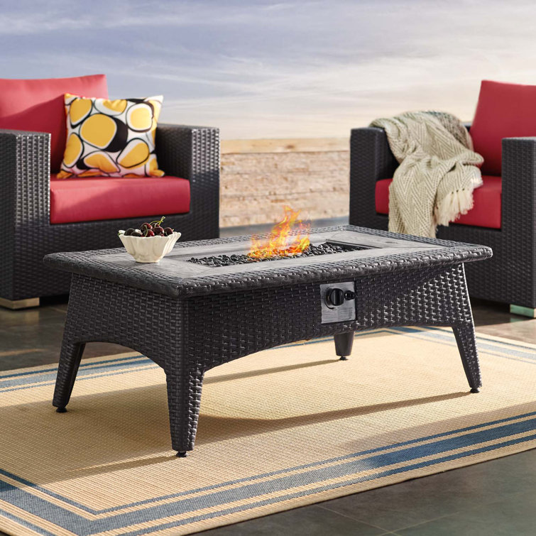 Rattan gas fire pit new arrivals